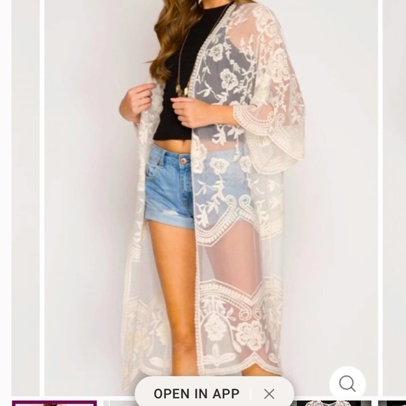 dizzy gal Other - Dizzy Gal Woman's Plus-Size Ivory Floral Lace Open-Front Kimono Sz 1x